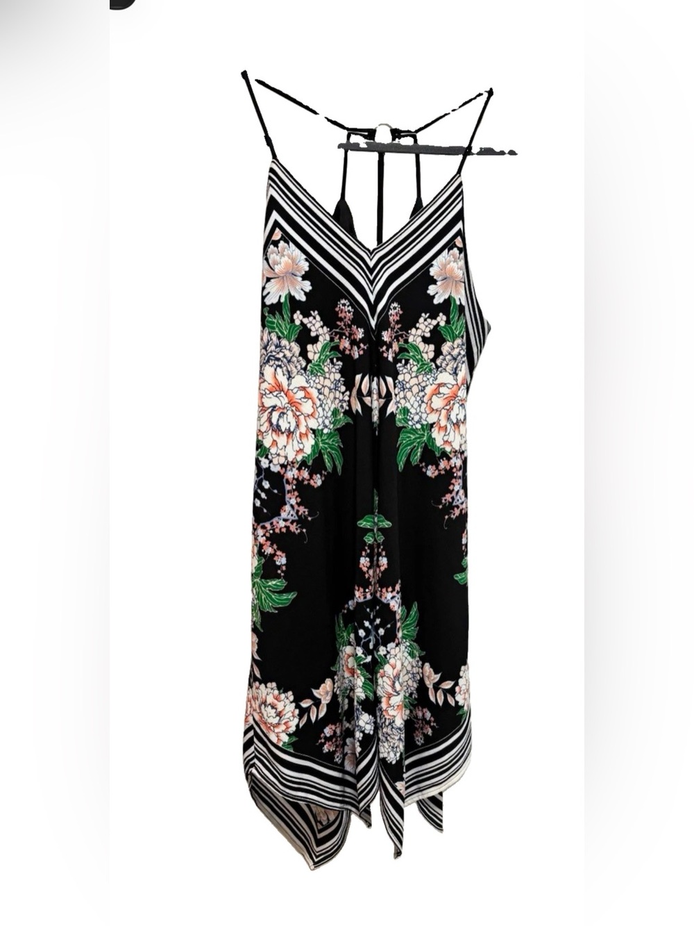 Maurices navy Midi Slip Dress with Pink and Green Floral Print
